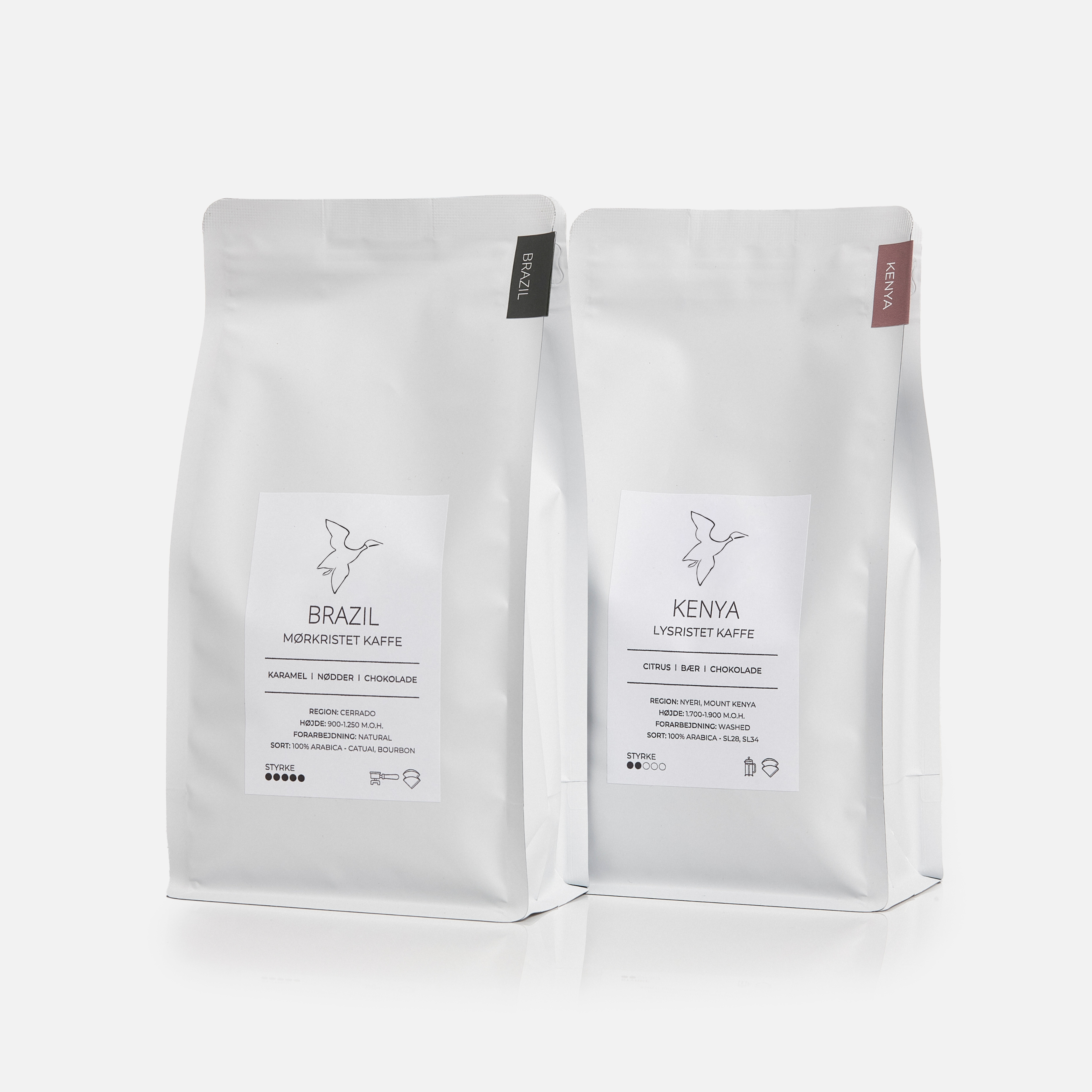 Nyd vores 2x500g kaffepakke, der kombinerer det bedste fra Kenya og Brasiliens kaffeverdener, ideel for dem, der elsker variation