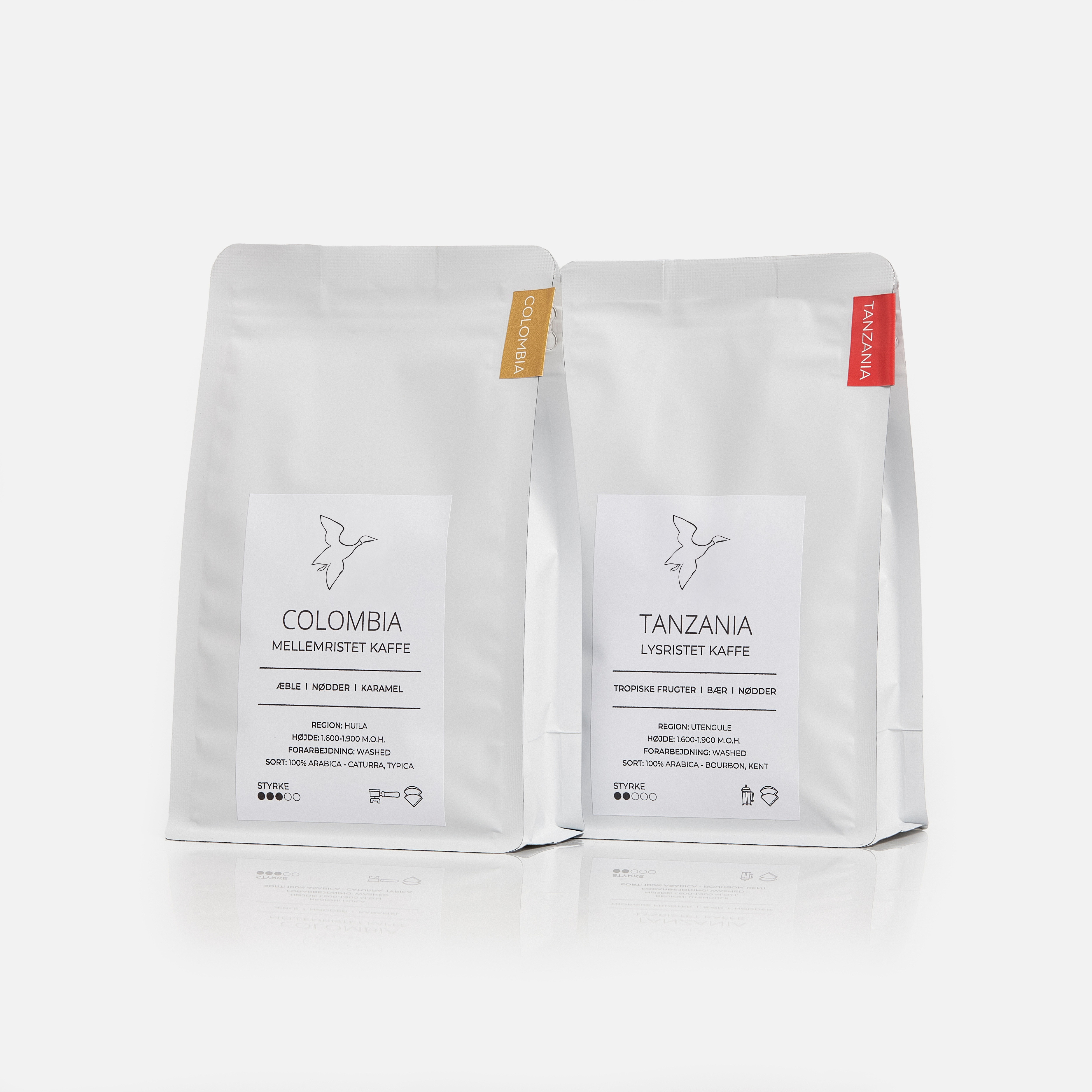 Oplev vores særlige stempelkaffe smagspakke med 2x250g fra Colombia og Tanzania, perfekt til at udforske forskellige smagsprofiler