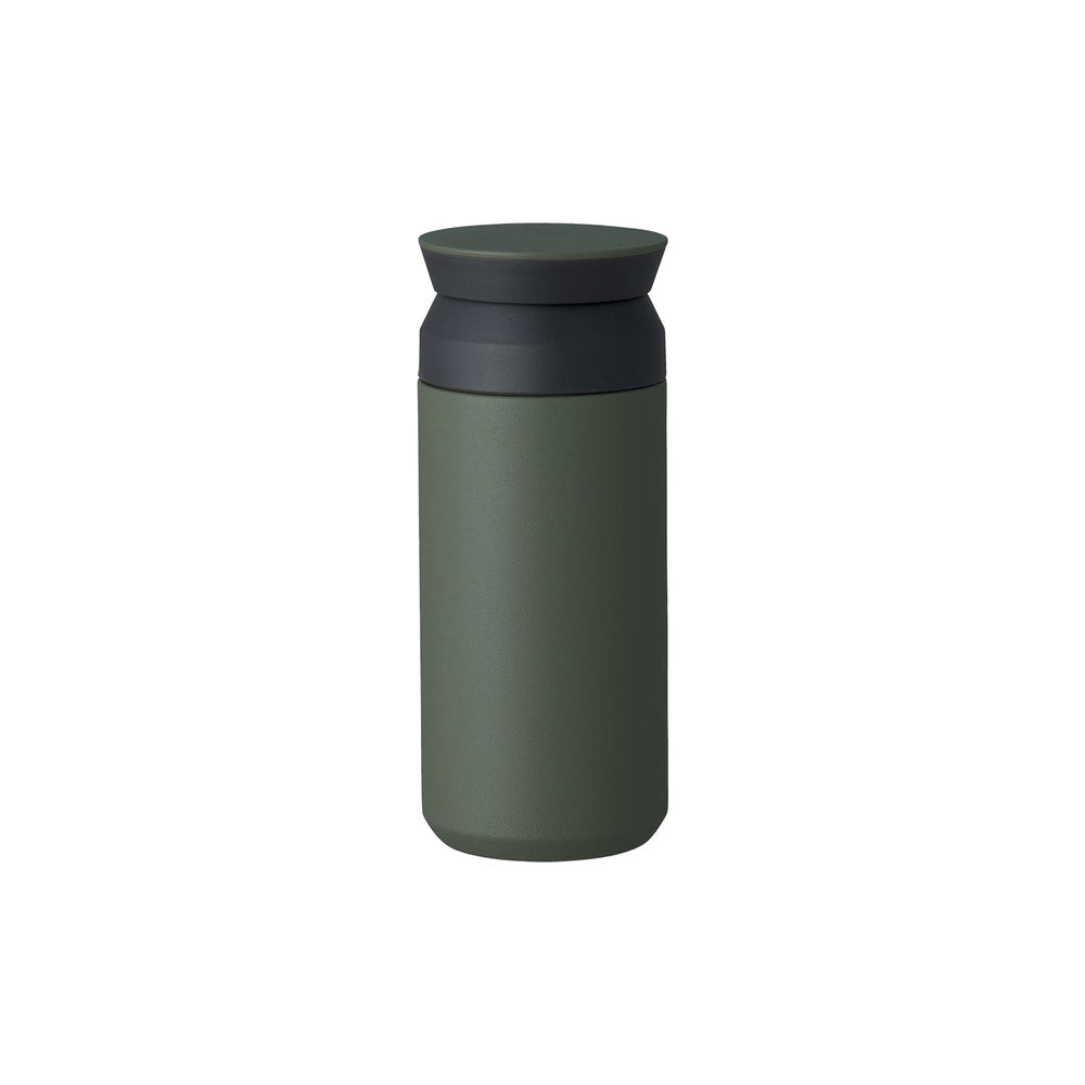Kinto Termokop 350 ml i mørkegrøn – vakuumisoleret termokop, der holder dine drikke varme eller kolde i timevis. Perfekt til kaffe og te på farten.