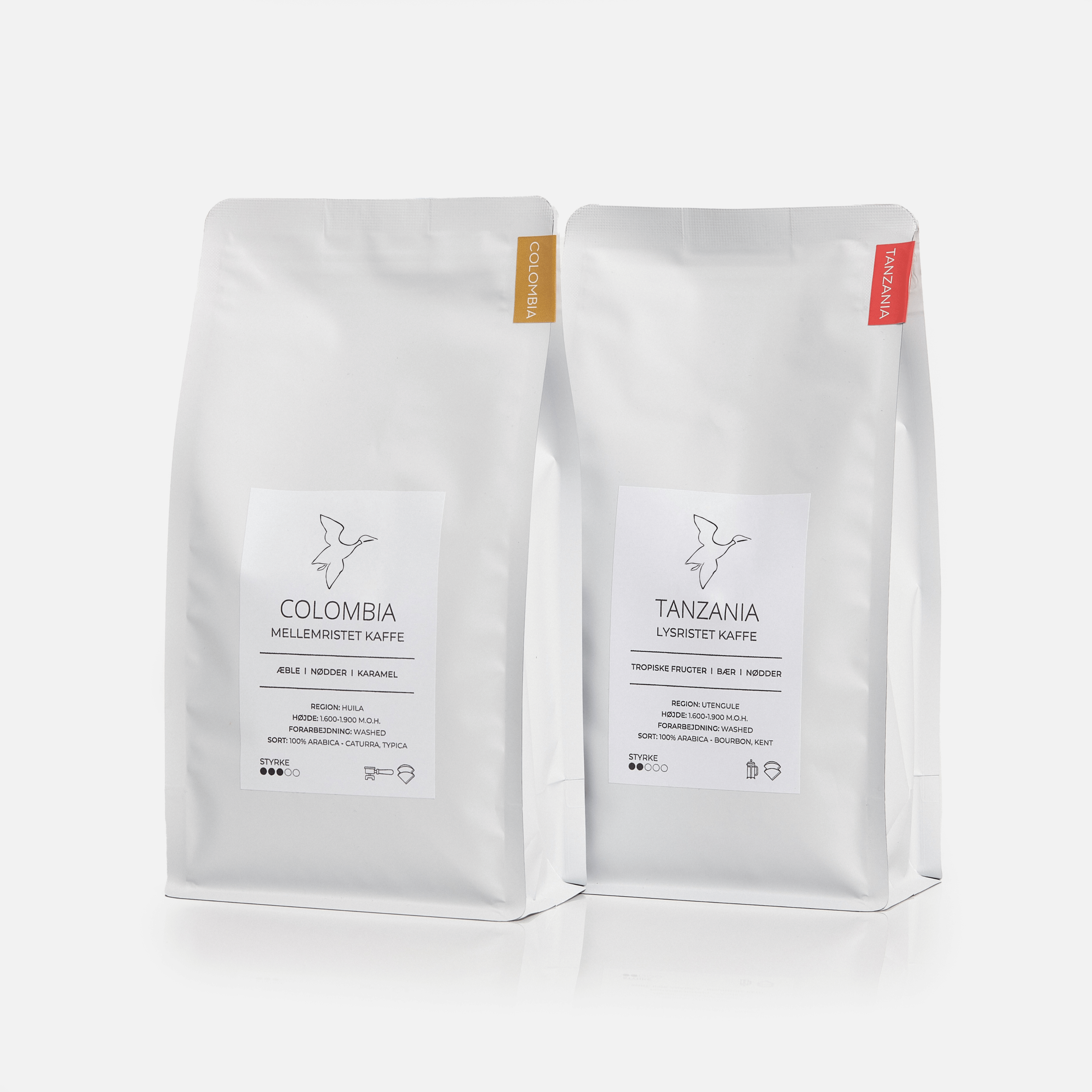 Friskristet kaffe til stempelkande 500g med Colombia og Tanzania kaffebønner fra kafferisteri